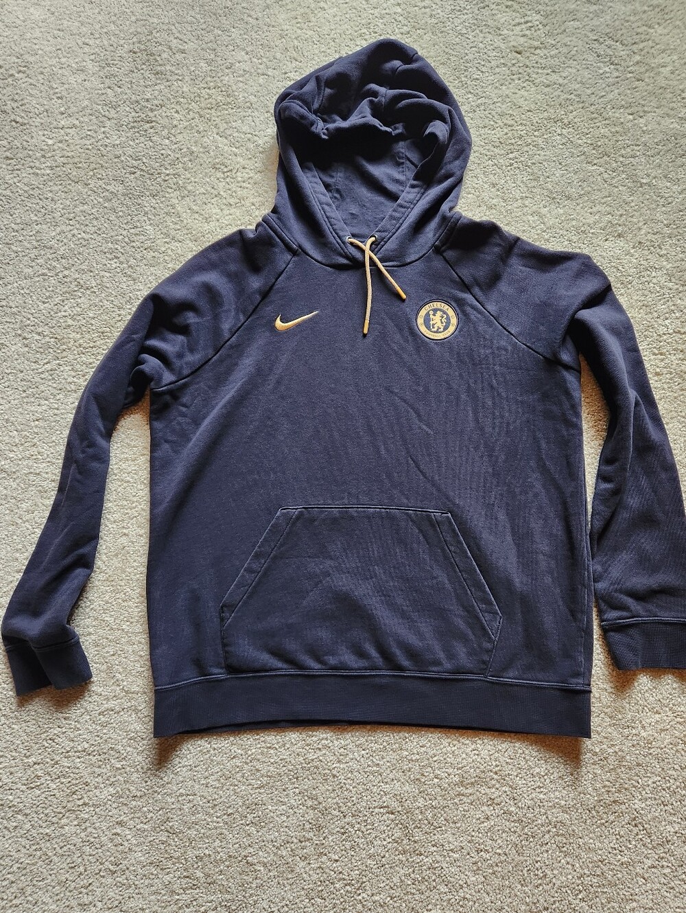 Nike Black Chelsea FC Hoodie with Gold Accents - Size L